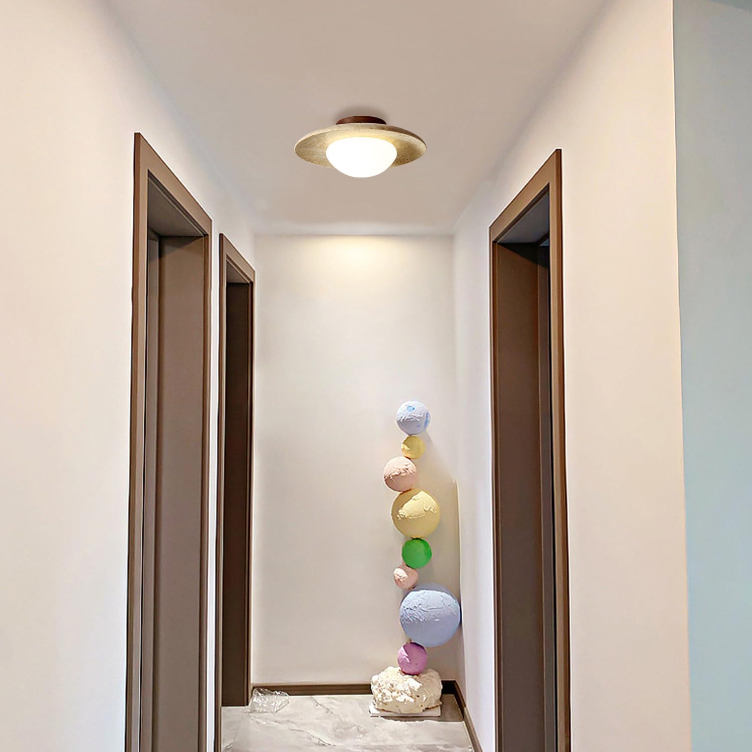 Lyonea - Simple Travertine LED Ceiling Lamp