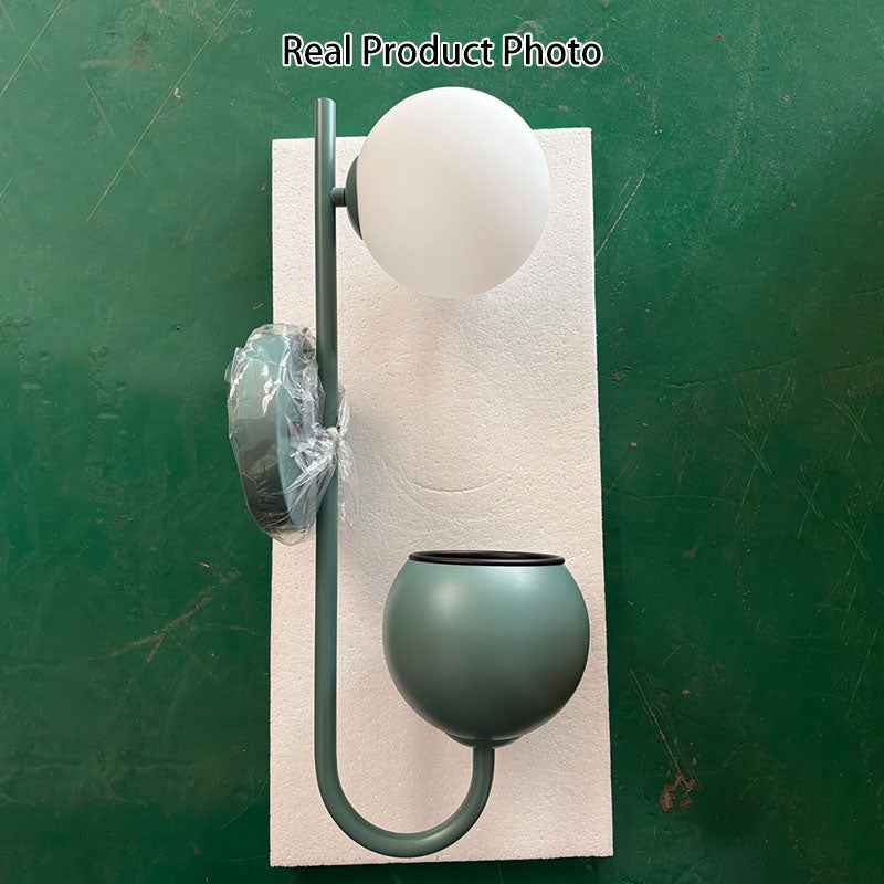 Sphere 1-Light Wall Sconce with Storage Box and Planter Decoration
