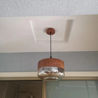 Viresta - Scandinavian Hanging Lamp of Wood and Tinted Glass
