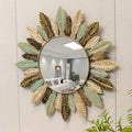 Bela Sunburst Mirror | Handcrafted Metal, Teal & Gold Design