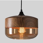 Viresta - Scandinavian Hanging Lamp of Wood and Tinted Glass