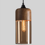 Viresta - Scandinavian Hanging Lamp of Wood and Tinted Glass