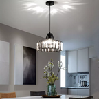Belo Crystal Pendant Light | Adjustable Height, Matte Black Frame