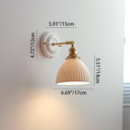 Classic Vintage Round Ceramic and Brass 1-Light Wall Sconce for Living Room