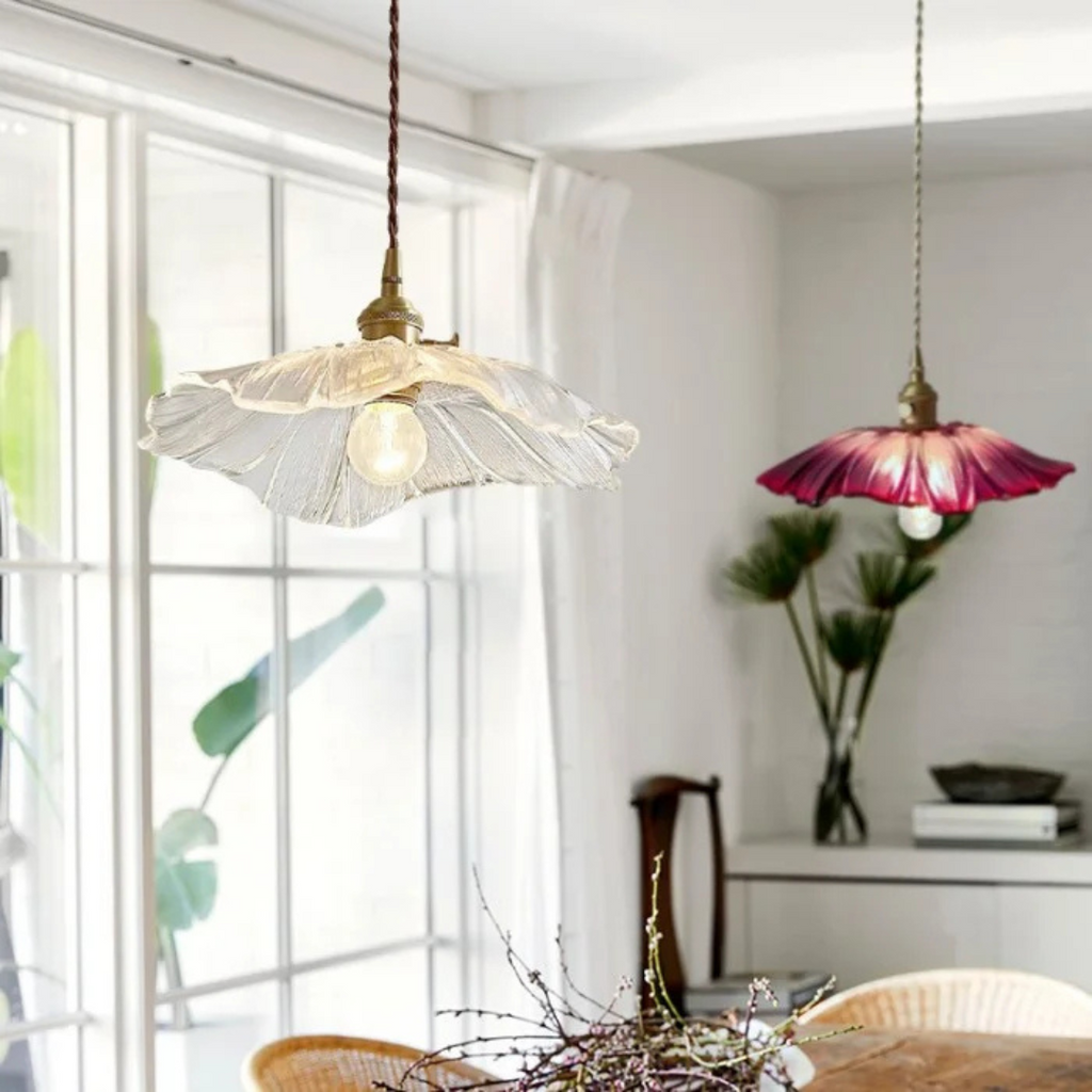 Myloq - Vintage Lotus Glass Hanging Lamp