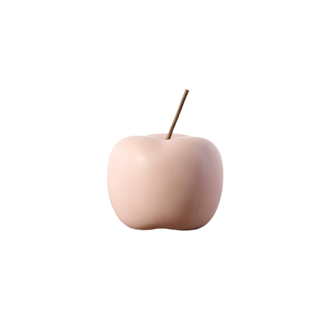 Ceramic Apple Sculpture, Enamel Coating, Apple Shape, Glossy Finish