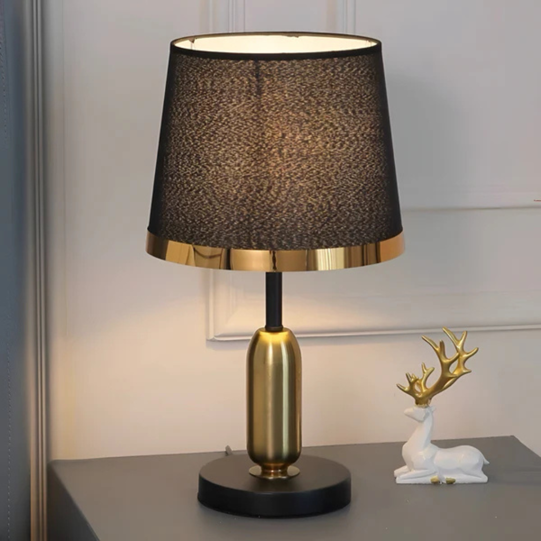 Bela Vintage Table Lamp | Black & Gold Accent Light, Soft Ambient Glow