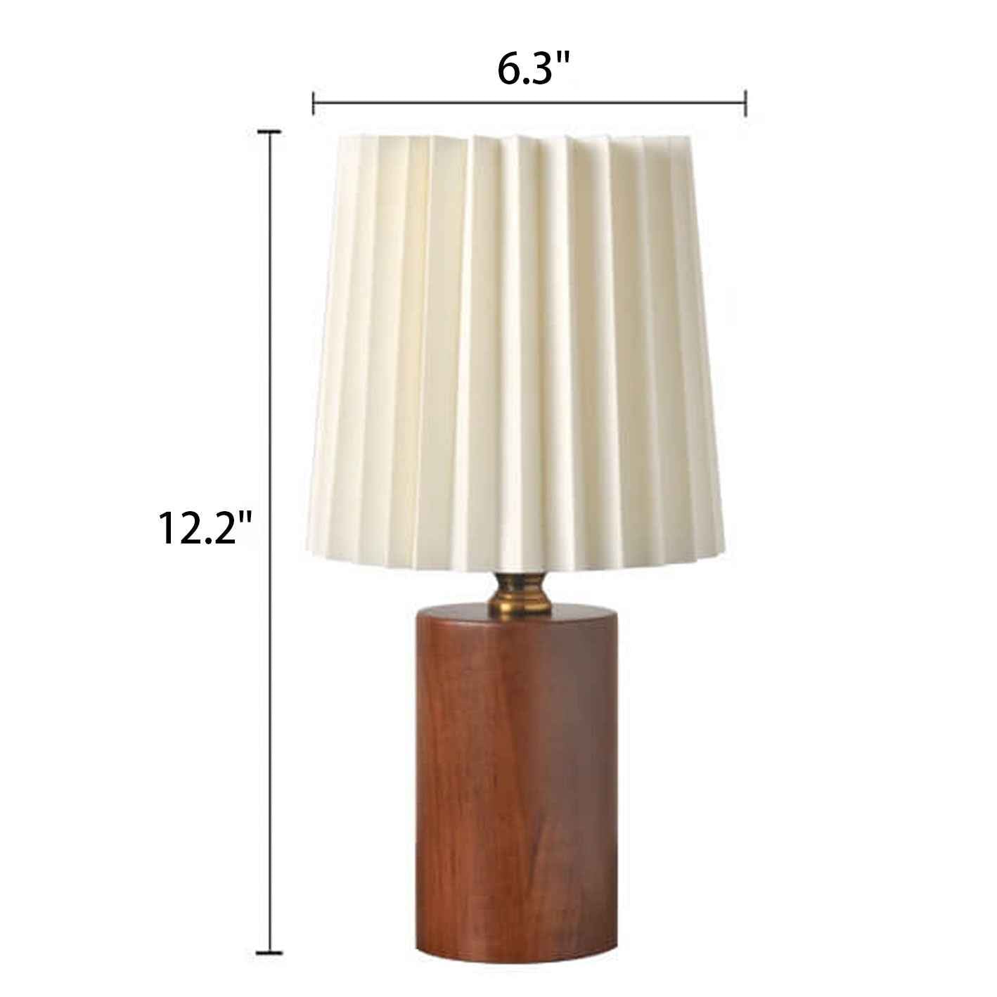 Classic Korean Pleated Column Table Lamp with Solid Wood Base - 1 Light