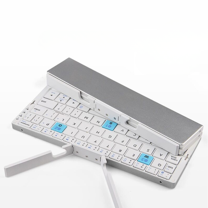 Bluetooth Keyboard, Foldable Mini Aluminum Keyboard for Phone and Tablet, Rechargeable Portable Silent Keyboard