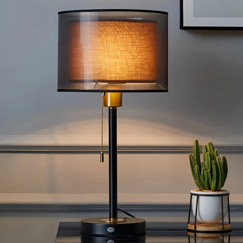 Luma Table Lamp | Double Fabric Shade, Warm Ambient Light