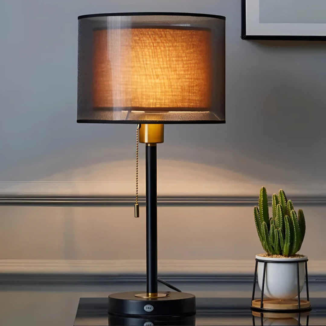 Luma Table Lamp | Double Fabric Shade, Warm Ambient Light