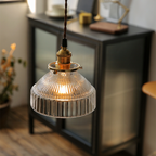 Koda Vintage Hanglamp | Geribbeld Glas met Luxe Koperen Fitting