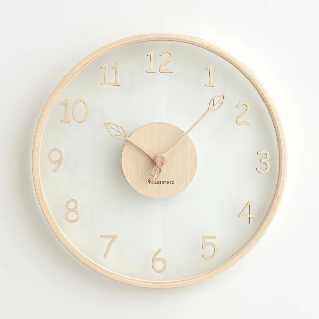 Metron - Elegant Wooden Wall Clock with Glass
