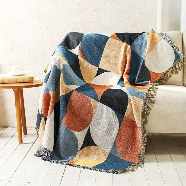 Alora Throw Blanket | Luxe Jacquard Weaving, Handwoven Fringe