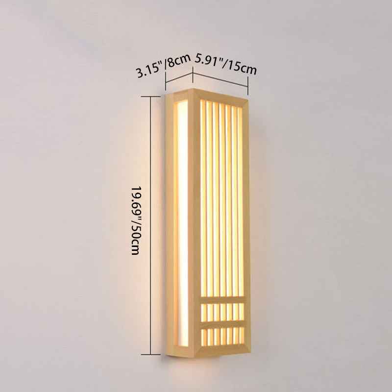 Contemporary Minimalist Solid Wood and Acrylic Rectangular LED Wall Sconce for Living Room