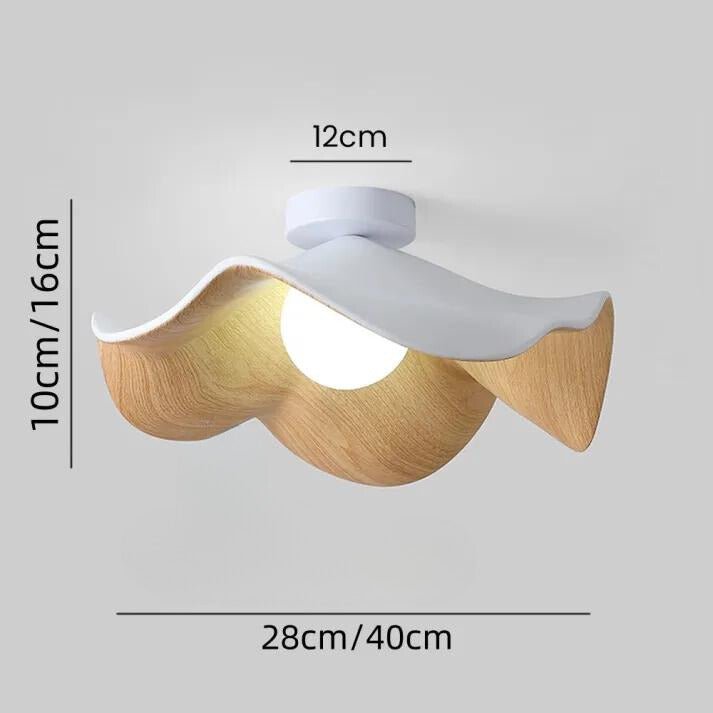 Bela Lotus Ceiling Light | Scandinavian Wood & Iron Flush Lamp