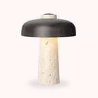 Eclipse – Black Modern Travertine Table Lamp with Touch Control