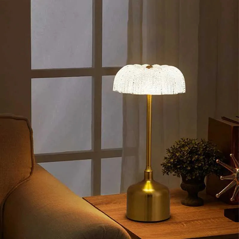 Table Lamp Rechargeable Dimmable Acrylic Floral Design