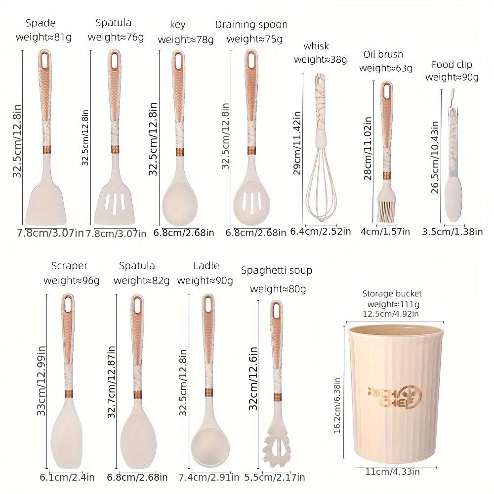 Velmoron - Silicone Kitchen Utensil Set With Wooden Handles