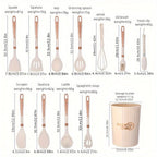 Velmoron - Silicone Kitchen Utensil Set With Wooden Handles