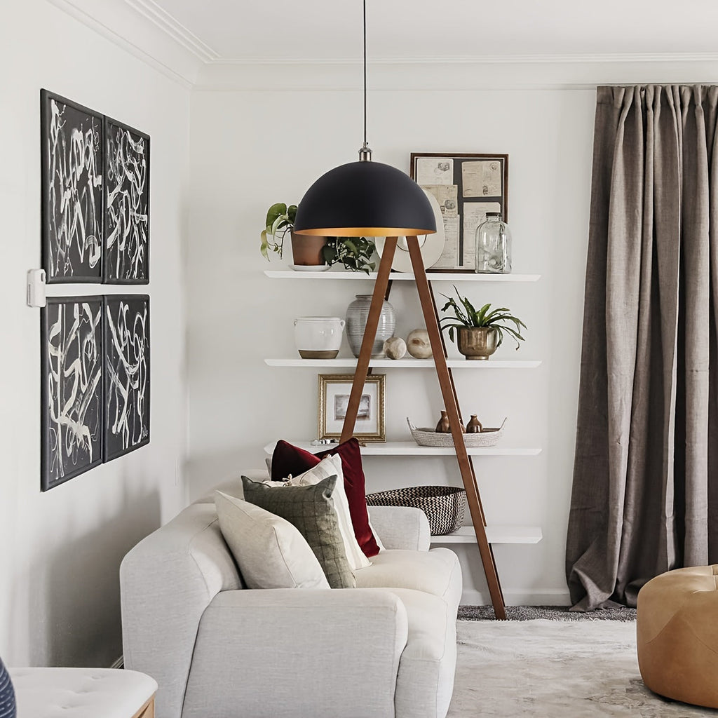 Bello Pendant Light | Adjustable Iron Shade, Black & Gold Finish