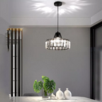 Belo Crystal Pendant Light | Adjustable Height, Matte Black Frame