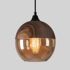 Viresta - Scandinavian Hanging Lamp of Wood and Tinted Glass