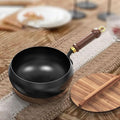Cast Iron Skillet Hand-Forged Iron, Wooden Handle, 24–28 cm