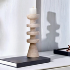 Alfil Candelabrum | Elegant Travertine Candle Holder