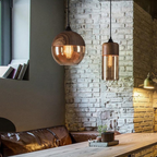 Viresta - Scandinavian Hanging Lamp of Wood and Tinted Glass