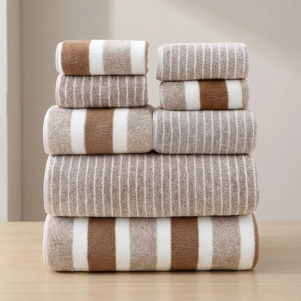 8-Piece Luxury Bath Towel Set in Plush Coral Fleece – Quick-Drying, Soft, Machine Washable Towels for Everyday Use