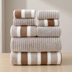 8-Piece Luxury Bath Towel Set in Plush Coral Fleece – Quick-Drying, Soft, Machine Washable Towels for Everyday Use