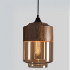 Viresta - Scandinavian Hanging Lamp of Wood and Tinted Glass