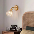 Vintage Brass Tulip Glass Wall Sconce 1-Light