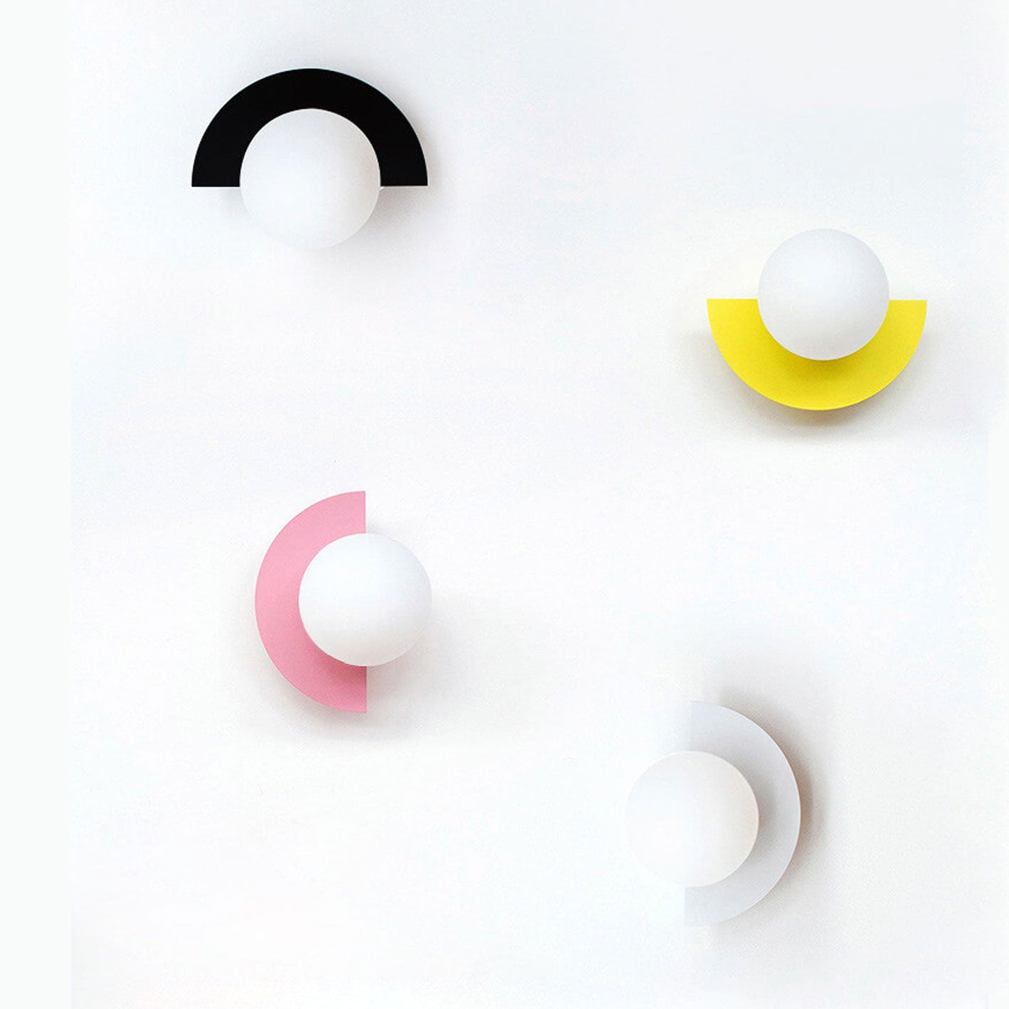 Contemporary Minimalist Colorful Glass Semi-Circle Wall Sconce Lamp with One Light