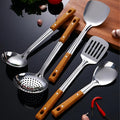 Culinor - Stainless Steel Kitchen Utensils Set with Wooden Handles 5-Piece