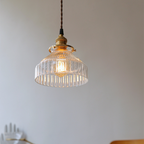 Koda Vintage Hanglamp | Geribbeld Glas met Luxe Koperen Fitting