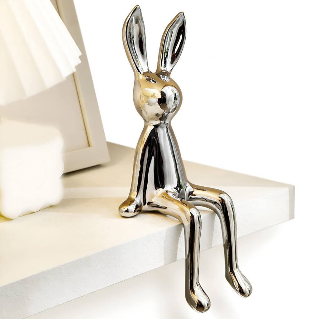 Clavra - Shimmering Ceramic Rabbit Statue