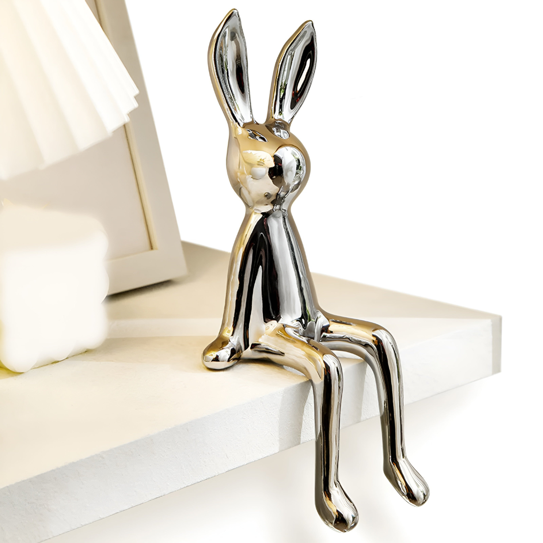 Clavra - Shimmering Ceramic Rabbit Statue