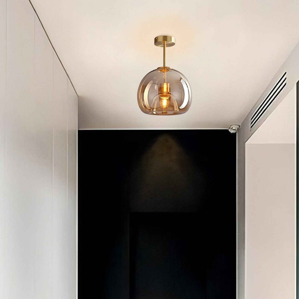 Bela Ceiling Light | Vintage Amber Bubble Glass Shade