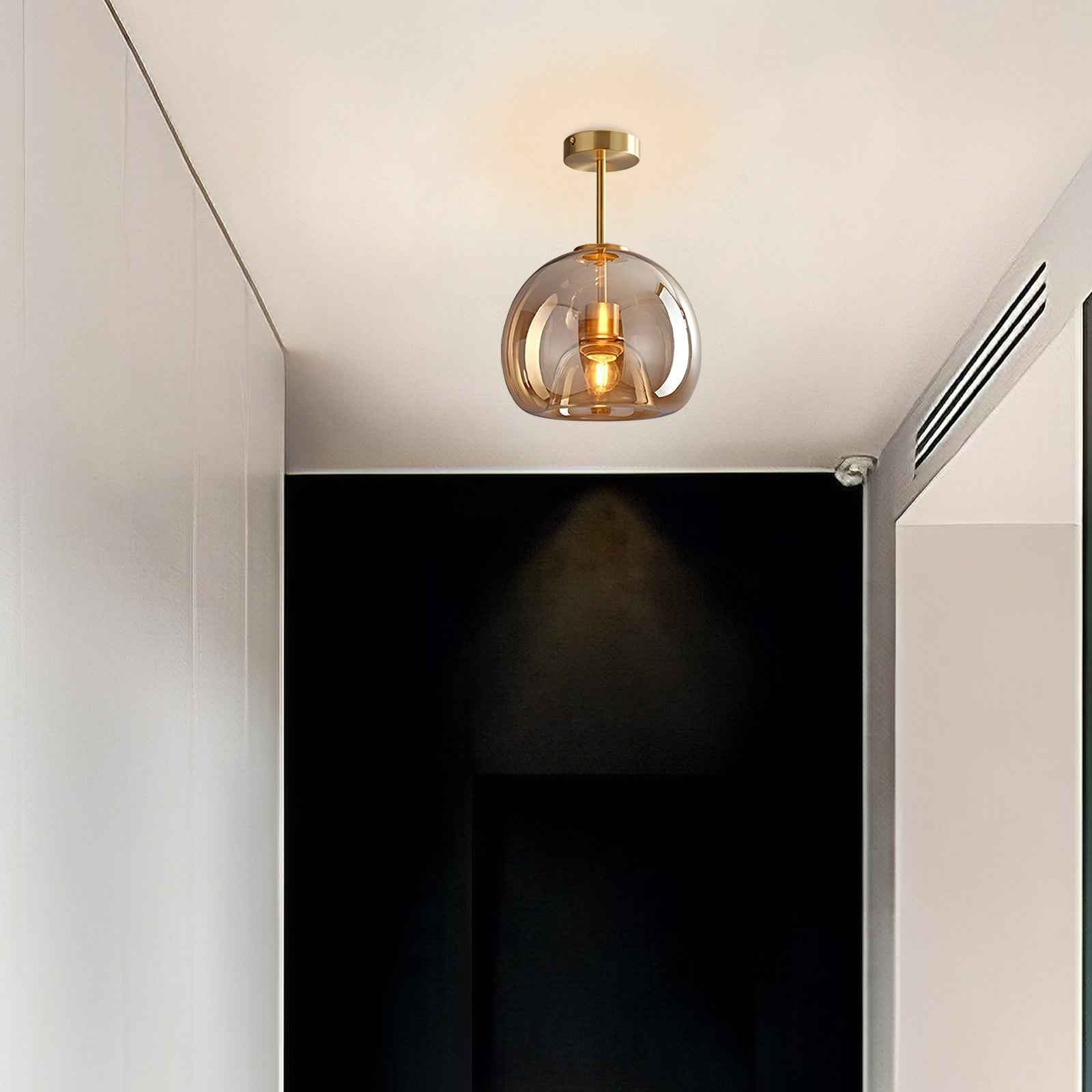 Bela Ceiling Light | Vintage Amber Bubble Glass Shade