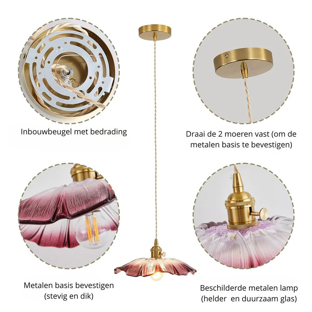 Bela Glass Pendant Light | Flower Shape, Adjustable Length 150 cm