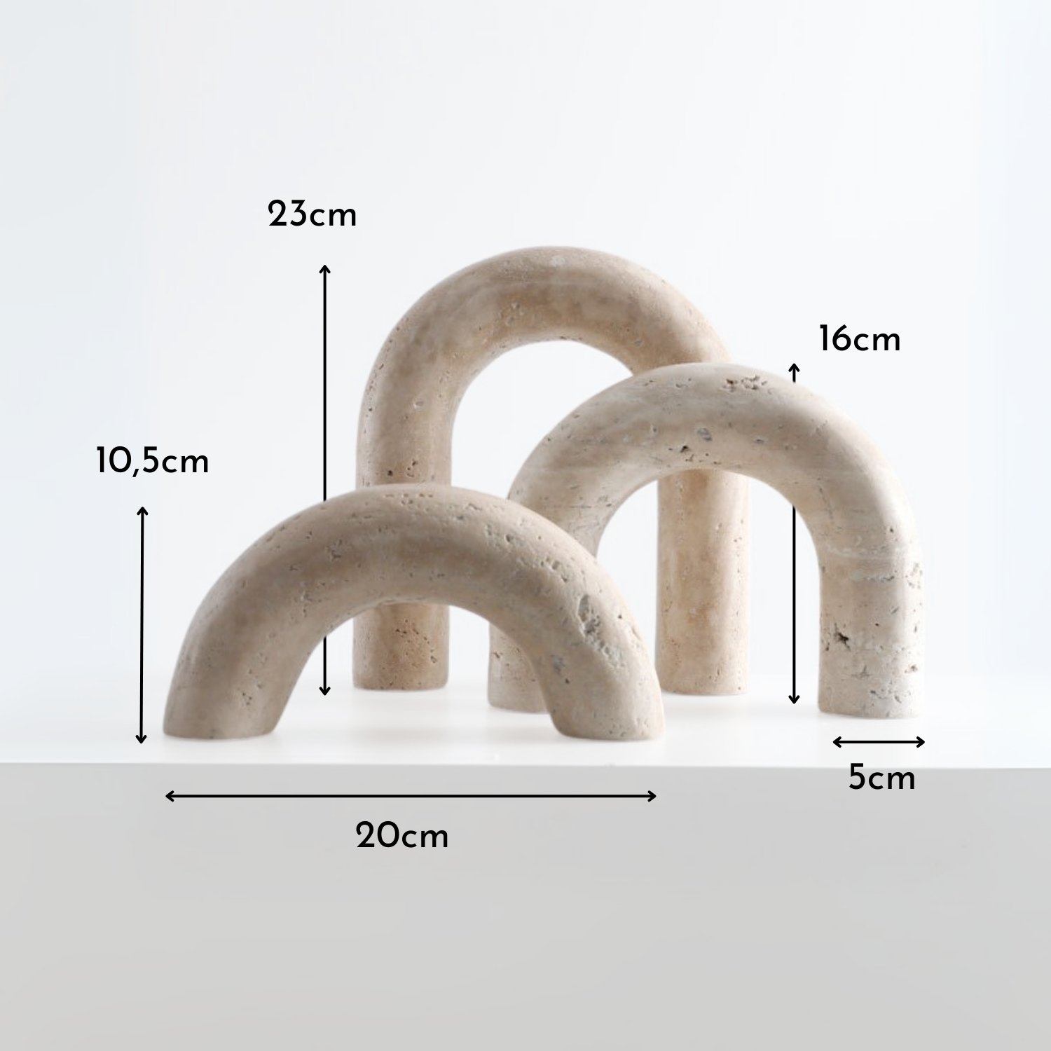 Bela Decorative Arch Figures | Travertine Marble Style, Set of 3