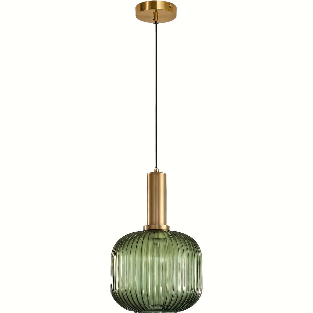 Brio Glass Pendant Light | Ribbed Shade, Polished Brass Finish