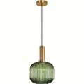 Brio Glass Pendant Light | Ribbed Shade, Polished Brass Finish
