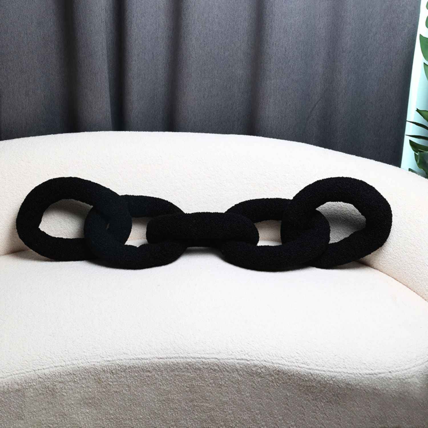 Bela Chain Cushion | Soft Black Design, Modern Nordic Style