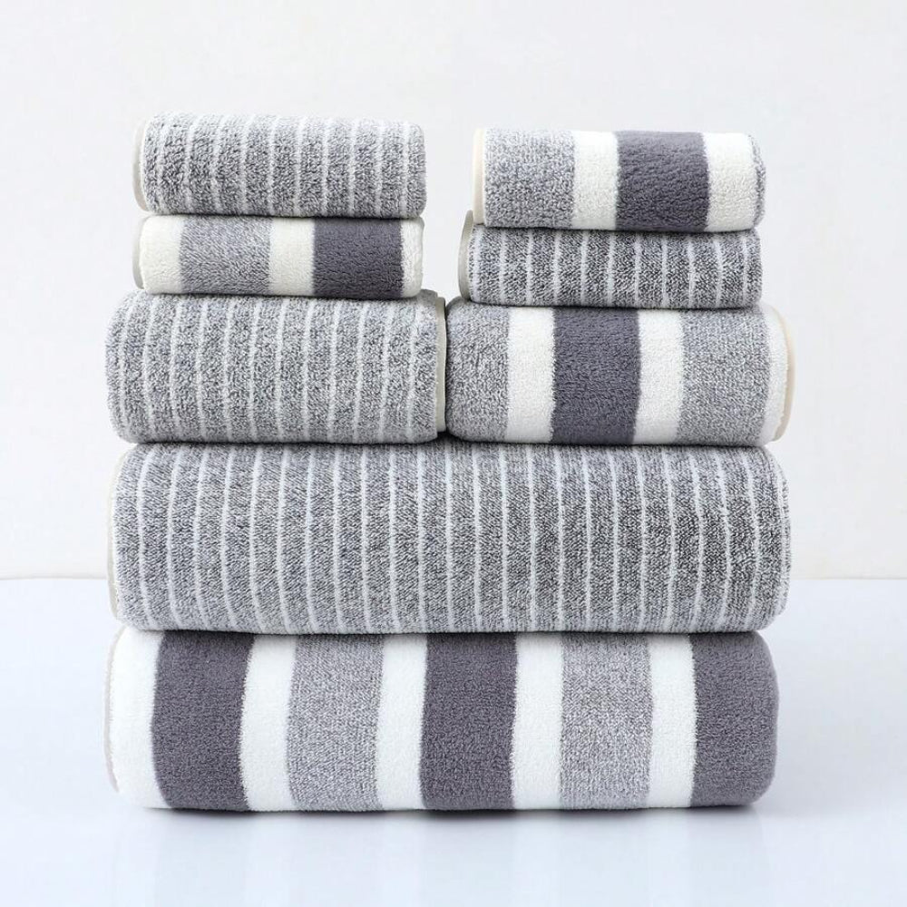 8-Piece Luxury Bath Towel Set in Plush Coral Fleece – Quick-Drying, Soft, Machine Washable Towels for Everyday Use