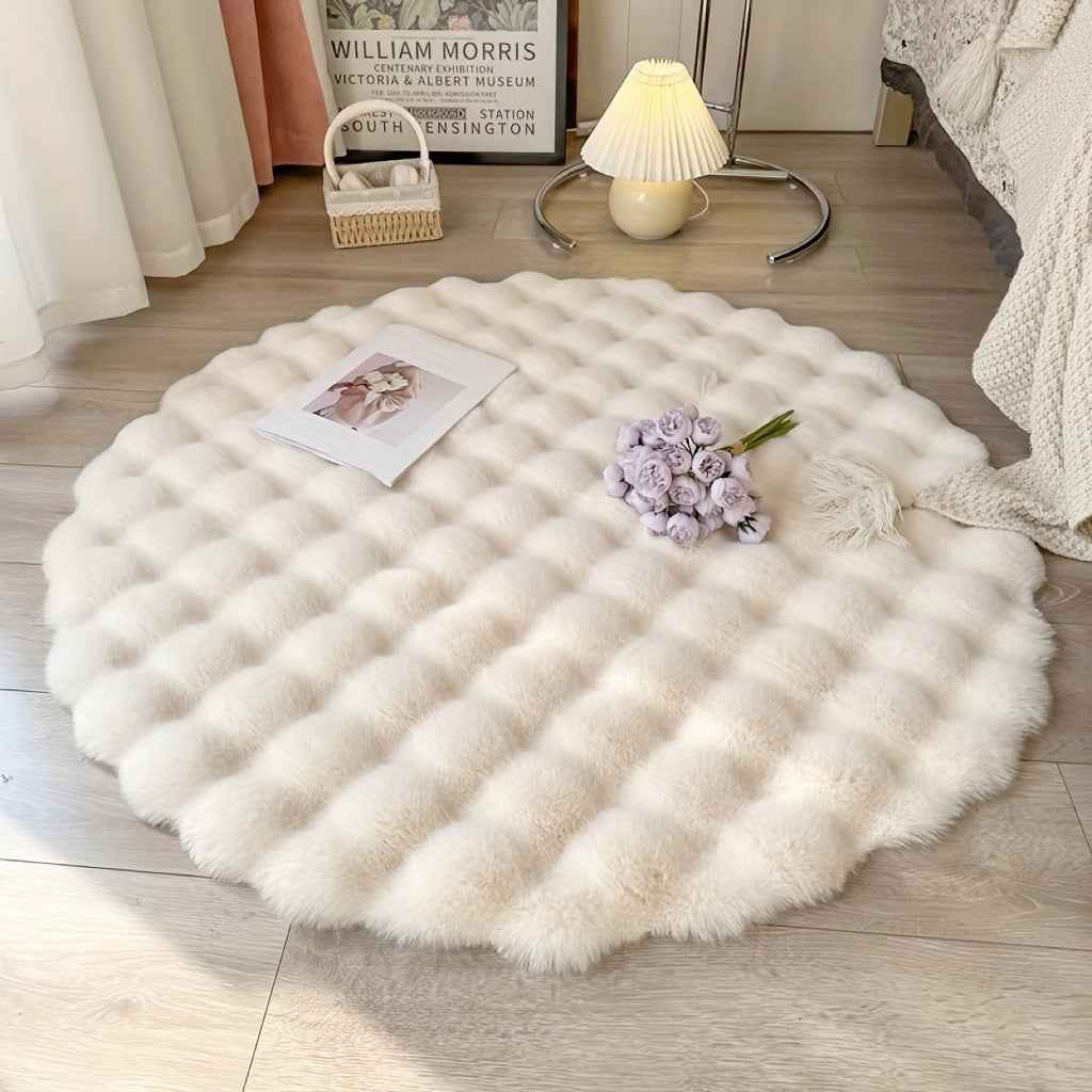 Belo Round Bubble Rug | Ultra-Soft Fleece, Easy to Clean