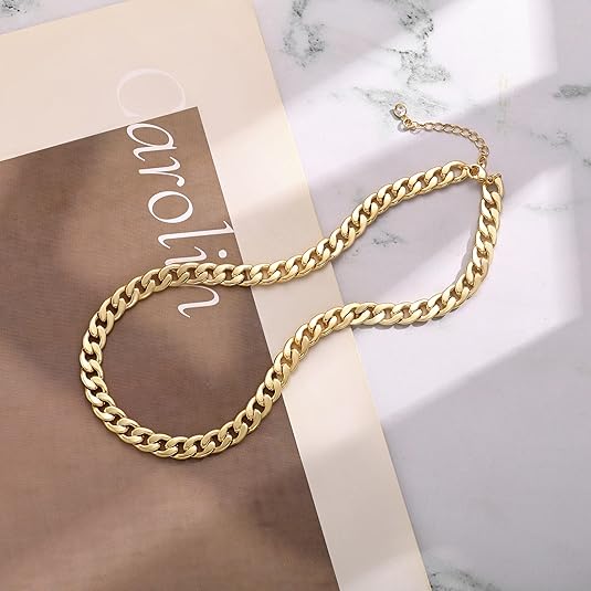 Stylish Curb Chain Necklace for Women Chunky Statement