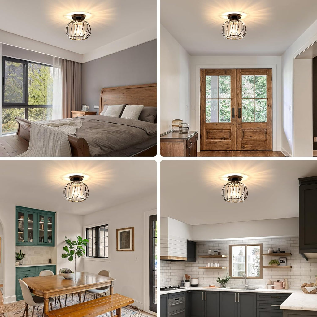 Dante Plafondlamp | Open Design met Glas & Metaal, Zwart of Goud